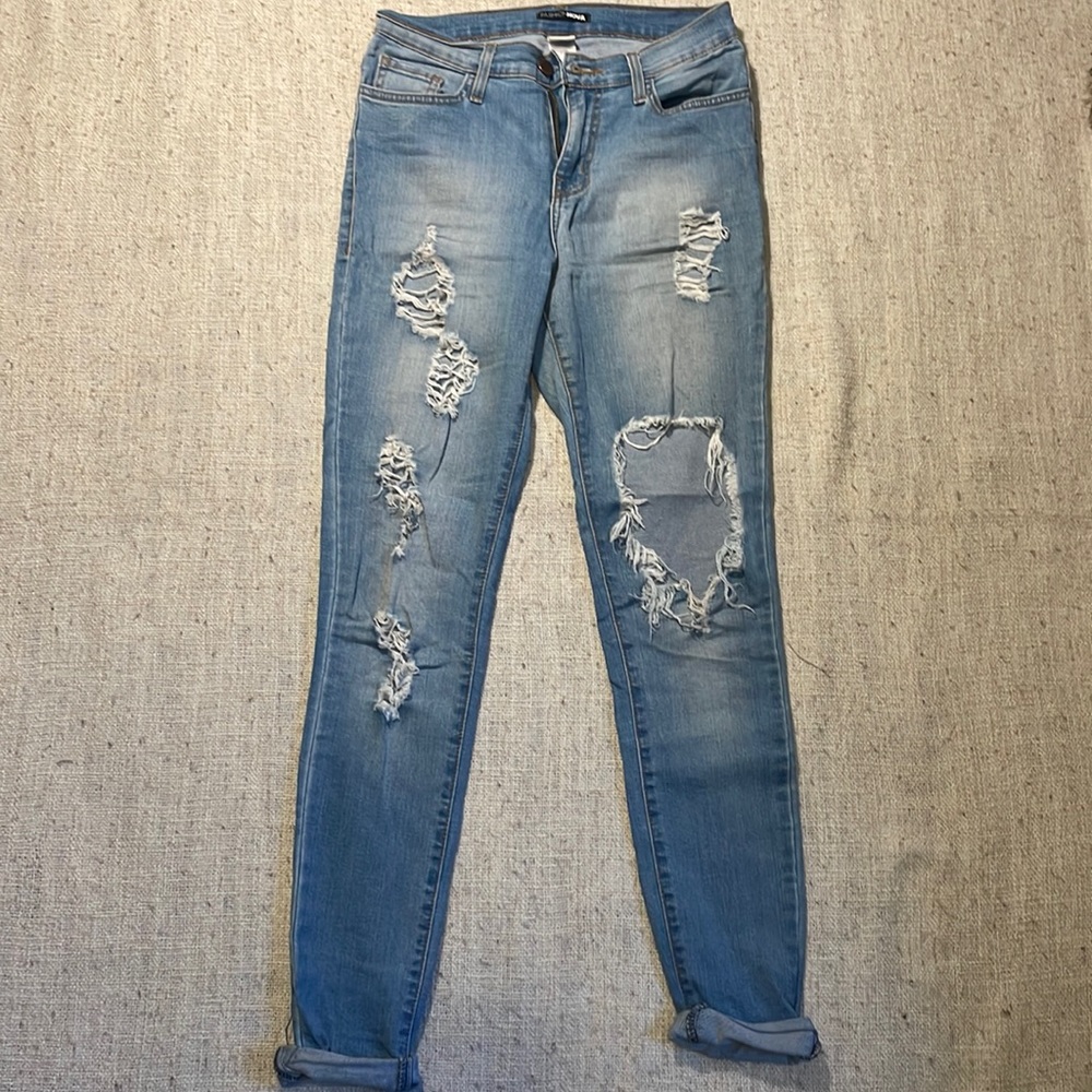 Light Blue Distressed Fashion Nova Skinny Jeans